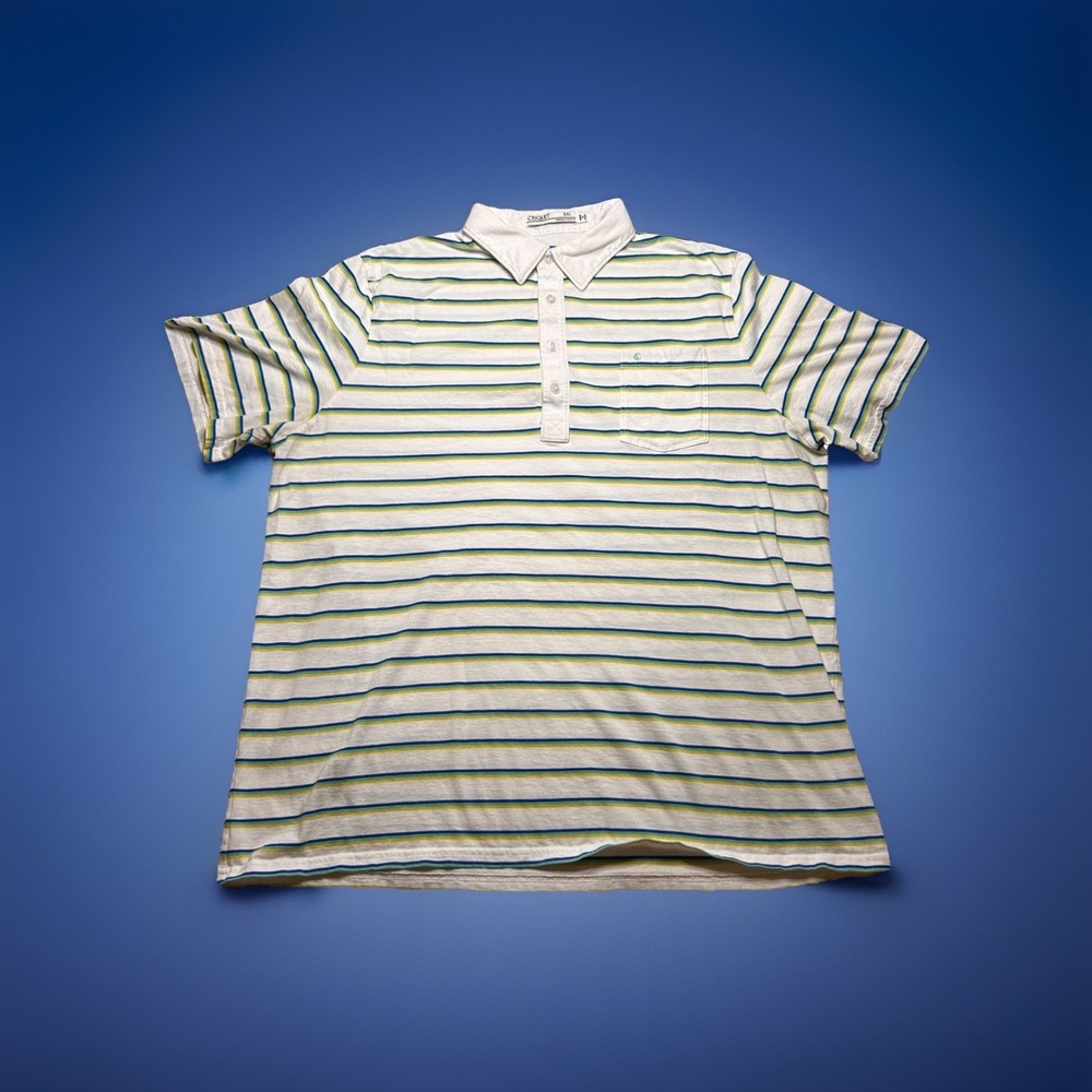 Criquet Polo Shirt Mens 2XL Blue Green White Organic Cotton Golf Casual Preppy